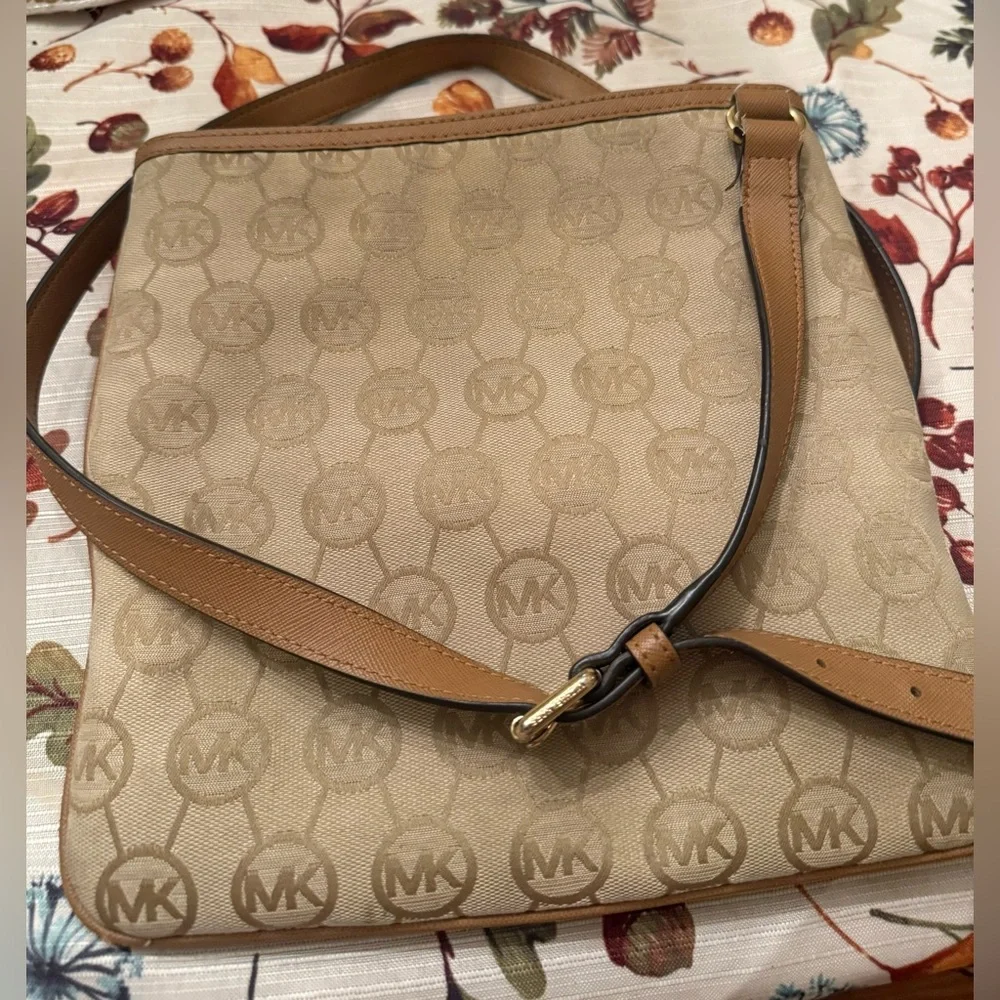 Michael Kors Beige and Brown Crossbody Bag